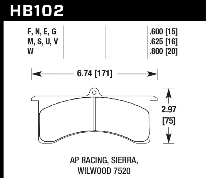 Hawk Performance — Hawk DTC-80 AP Racing 6/Sierra/JFZ/Wilwood 20mm Race Brake Pads
Disc Brake Pad