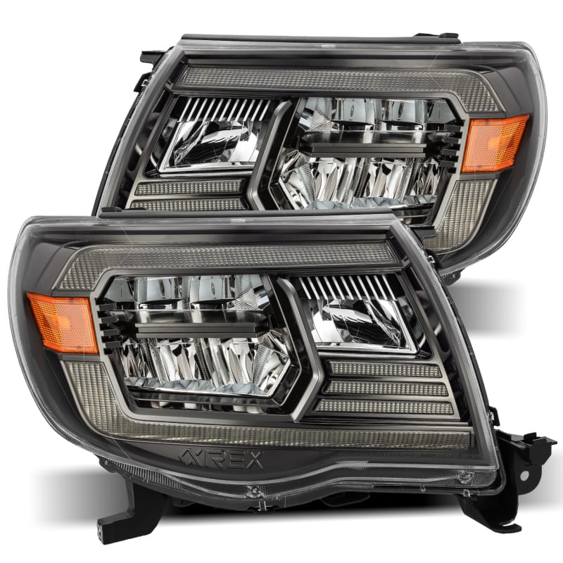 AlphaRex — AlphaRex 05-11 Toyota Tacoma LUXX Crystal Headlights Plank Style Alpha Black w/Activation Light/DRL
Projector Headlights
