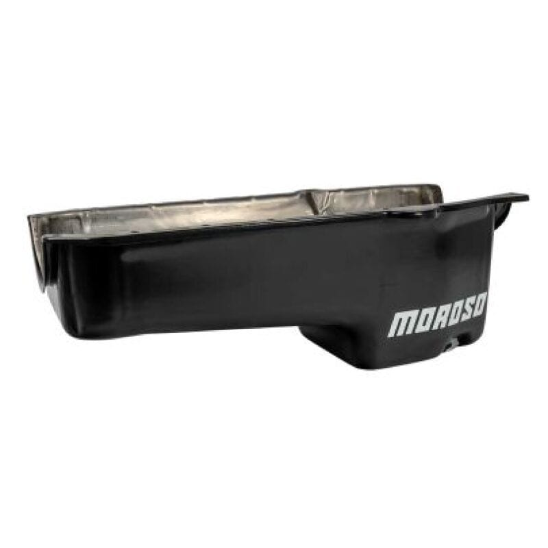 Moroso — Moroso 1986+ Chevrolet Small Block (w/Passenger Side Dipstick) Wet Sump 5qt 7.5in Steel Oil Pan- Blk