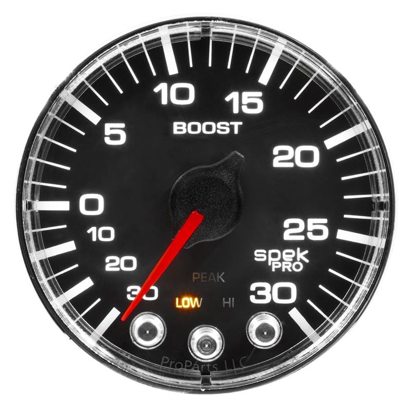 AutoMeter — Autometer Spek-Pro Gauge Vac/Boost 2 1/16in 30Inhg-30psi Stepper Motor W/Peak & Warn Black/Chrome
GA 2" BST 30 BFC SPK