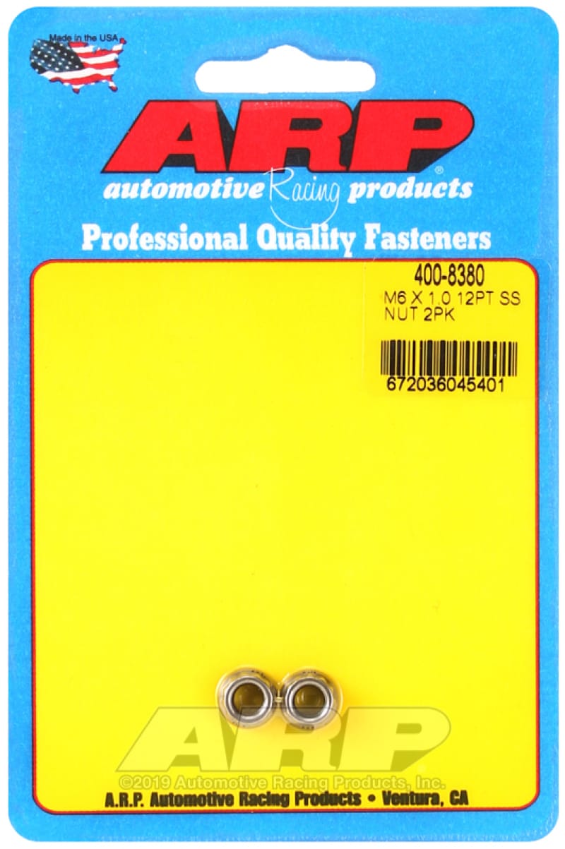 ARP — ARP M6 x 1.00 (M8 WR) SS 12pt Nut Kit (Set of 2)