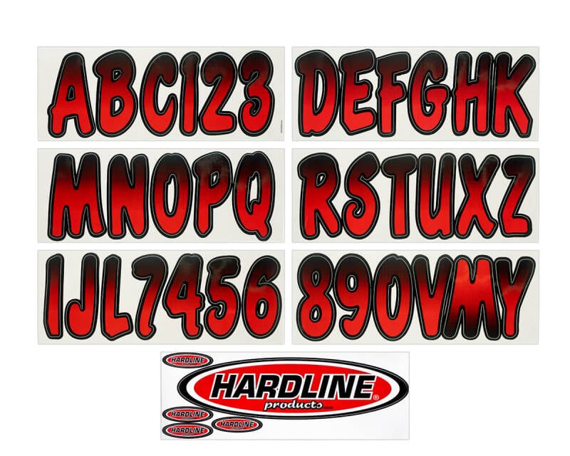 Hardline — Hardline Boat Lettering Registration Kit 3 in. - 200 Red/Black
