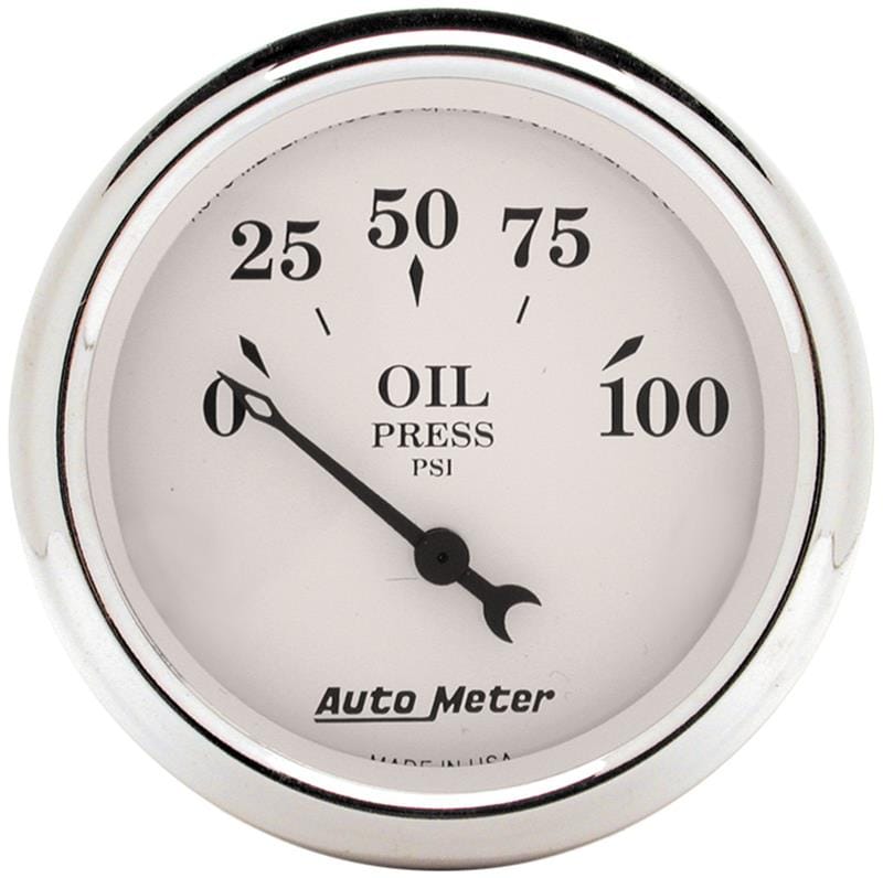 AutoMeter — GAUGE, OIL PRESS, 2 1/16" , 100PSI, ELEC, OLD TYME WHITE