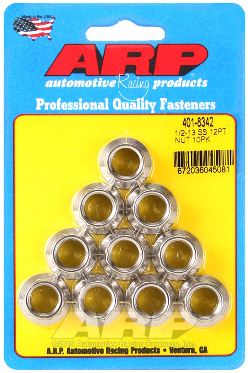 ARP — ARP 1/2-13 SS 12pt Nut Kit (Pack of 10)
