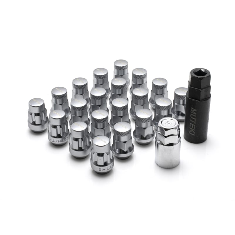 Wheel Mate — Wheel Mate Muteki SR35 Close End Lug Nuts w/ Lock Set - Satin Silver 12x1.25 35mm
