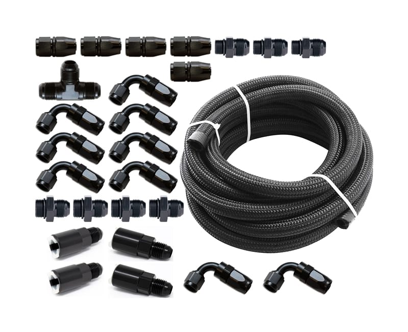 Torque Solution — Torque Solution Braided Fuel Line Kit for -6 Aeromotive FPR & Flex Fuel Kit - 02-14 Subaru WRX