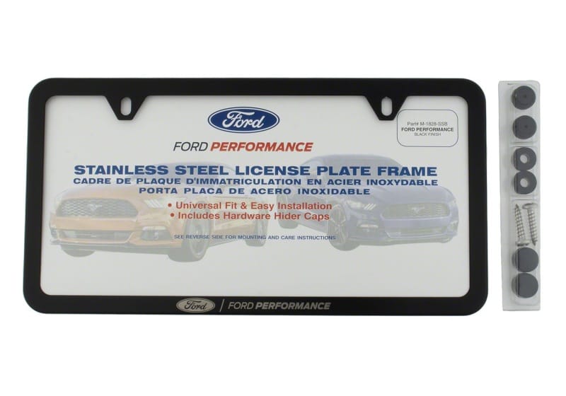 Ford Racing — Ford Racing Ford Performance Slim License Plate Frame - Black Stainless Steel