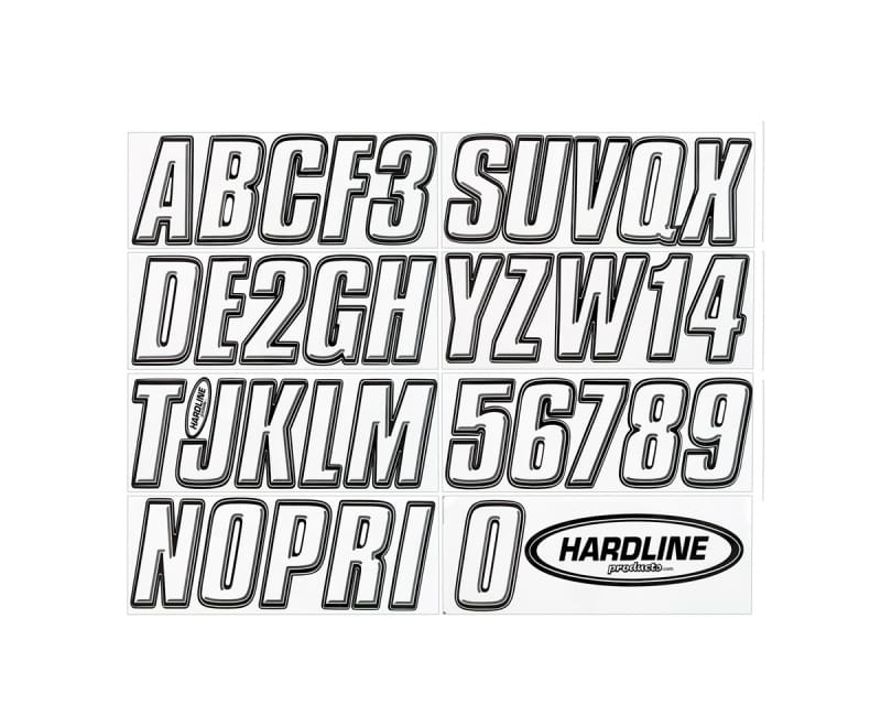 Hardline — Hardline Boat Lettering Registration Kit 3 in. - 800 White/Black