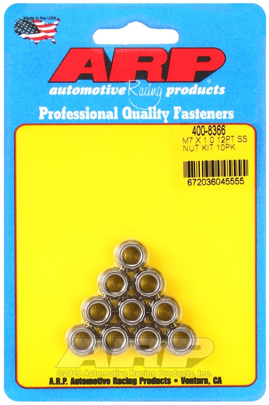 ARP — ARP M7 X 1.00 (M9 wr) SS 12pt nut kit