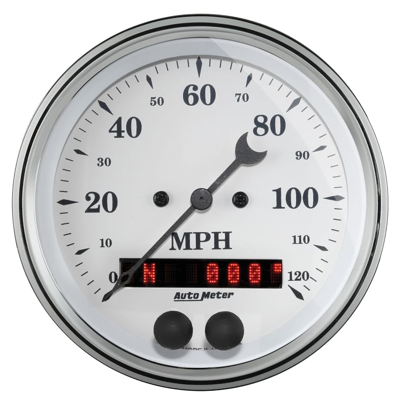 AutoMeter — AutoMeter Gauge Speedometer 3-3/8in. 120MPH GSP Old Tyme White
3-3/8" SPEEDO, 120 M