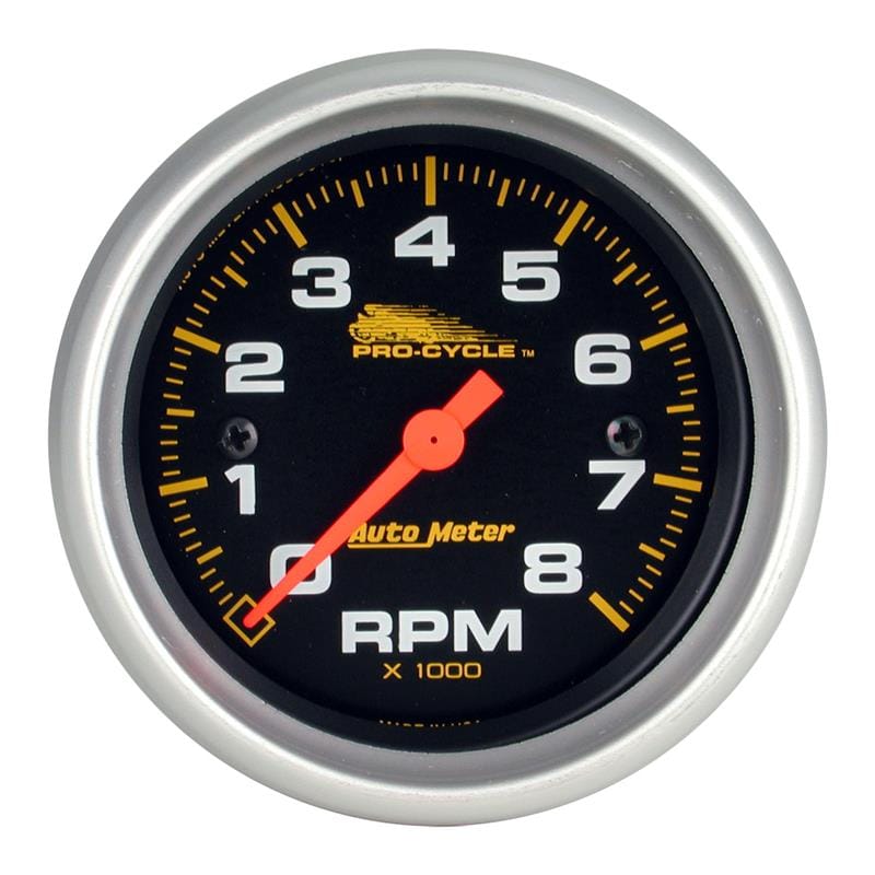 AutoMeter — GAUGE, TACH, 2 5/8", 8K RPM, 2&4 CYLINDER, BLACK, PRO-CYCLE