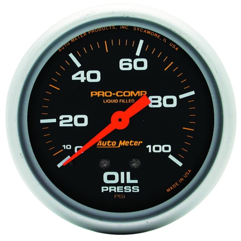 AutoMeter — Autometer Liquid Filled Mechanical 66.7mm 0-100 PSI Oil Pressure Gauge
2-5/8" OIL PRESS, 0-