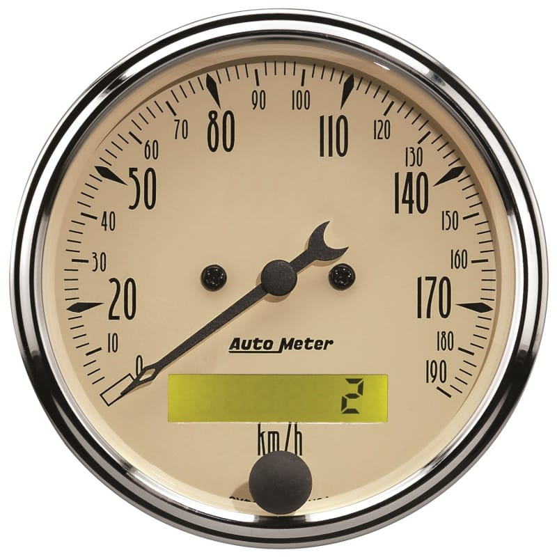 AutoMeter — Autometer 3-1/8in 0-190km/h Antique Beige Elec. Programmable Speedometer
3-1/8" SPD ELEC K AB
