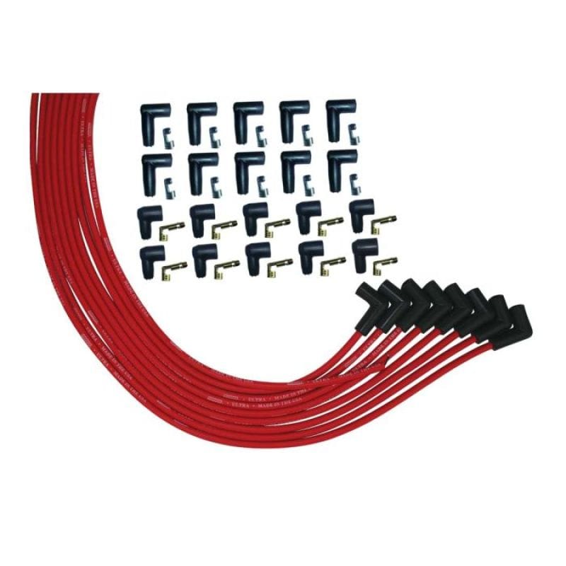 Moroso — Moroso V8 Universal 90 Deg Plug HEI And Non-HEI Ultra Spark Plug Wire Set - Red