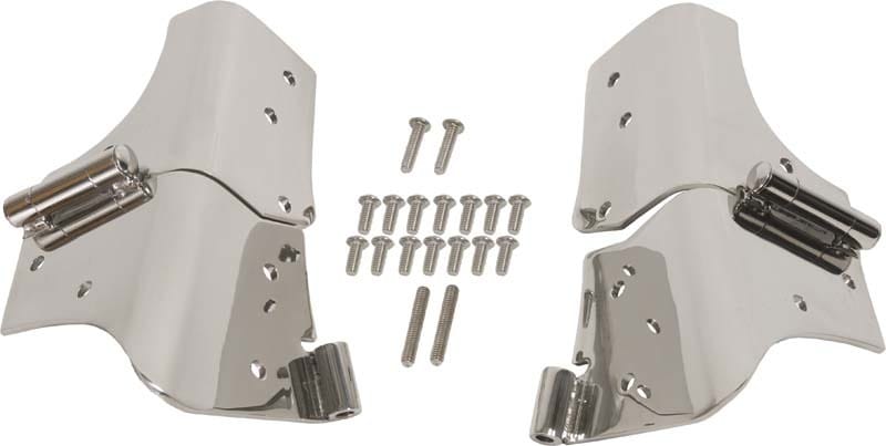 Kentrol — Kentrol 97-06 Jeep Wrangler TJ Windshield Hinge Pair - Polished Silver