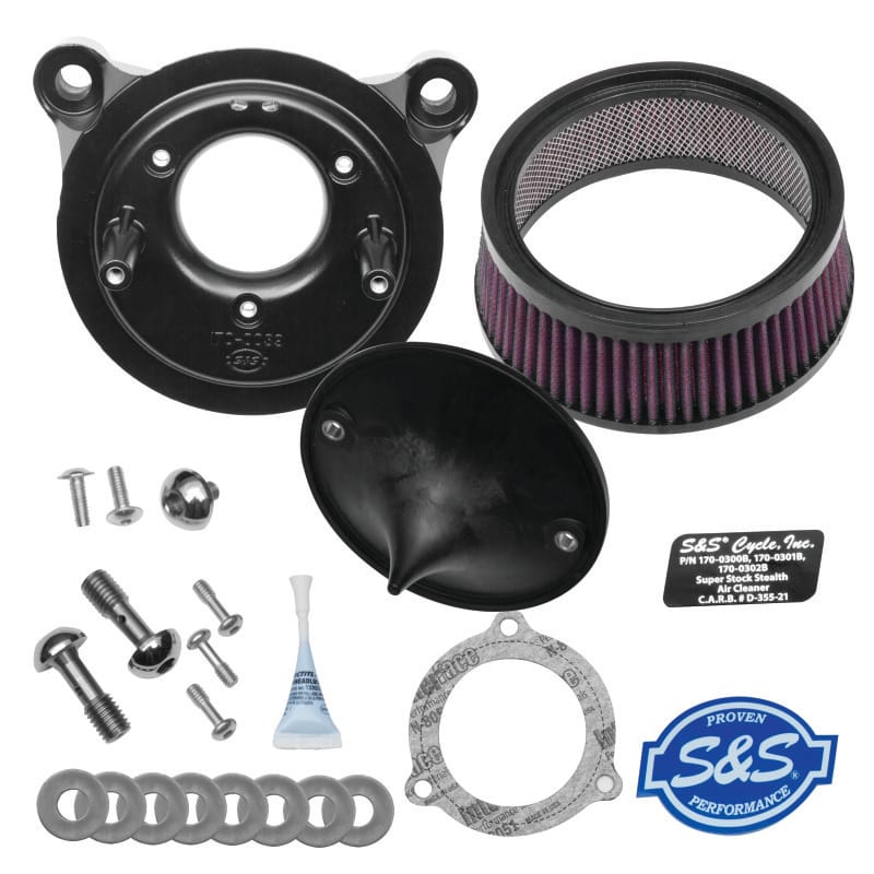 S&S Cycle — S&S Cycle 08-17 Touring/16-17 Softail Models Stealth Air Cleaner Kit w/o Cover