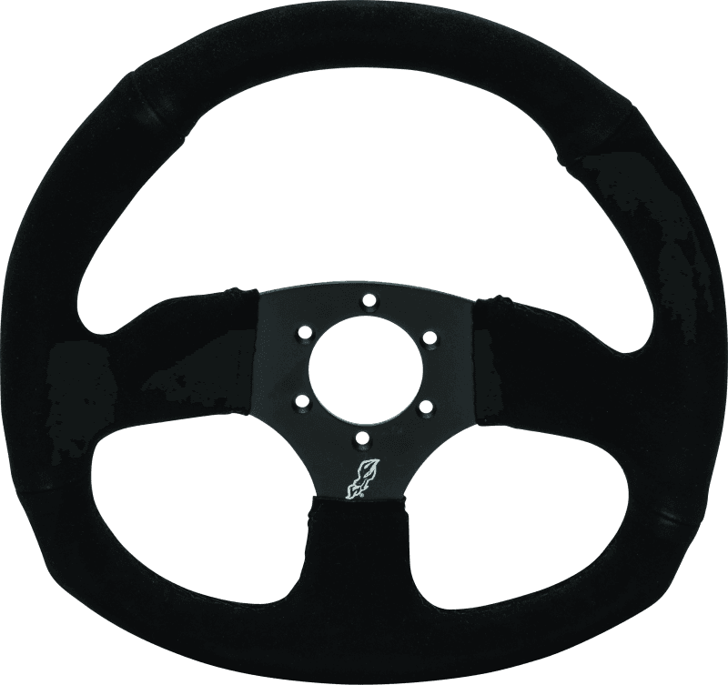 DragonFire Racing — Steering Wheel, Iron Series, D-Shaped, Suede, 0 in. offset, Black