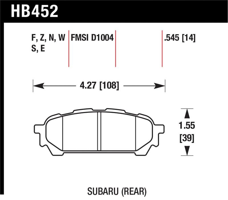 Hawk Performance — Hawk 03-05 WRX D1004 HP+ Street Rear Brake Pads
Disc Brake Pad
