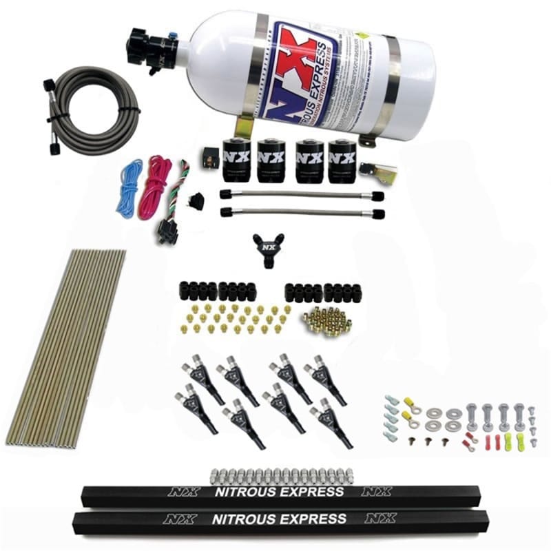 Nitrous Express — Nitrous Express Pro-Shk/Gas 4 Solenoids Nitrous Kit (200-600HP) w/Rails and 10lb Bottle
Injection System Kit
N2OSys