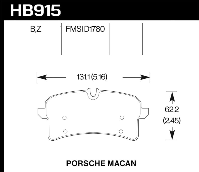 Hawk Performance — Hawk 16-18 Porsche Macan Performance Ceramic Street Rear Brake Pads
Disc Brake Pad