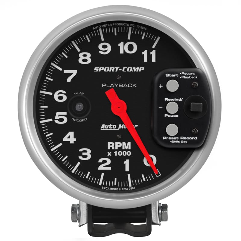 AutoMeter — Autometer Sport-Comp Tachometer 5in 11K RPM Pedestal with RPM playback
5" TACH, 11,000 RPM,
