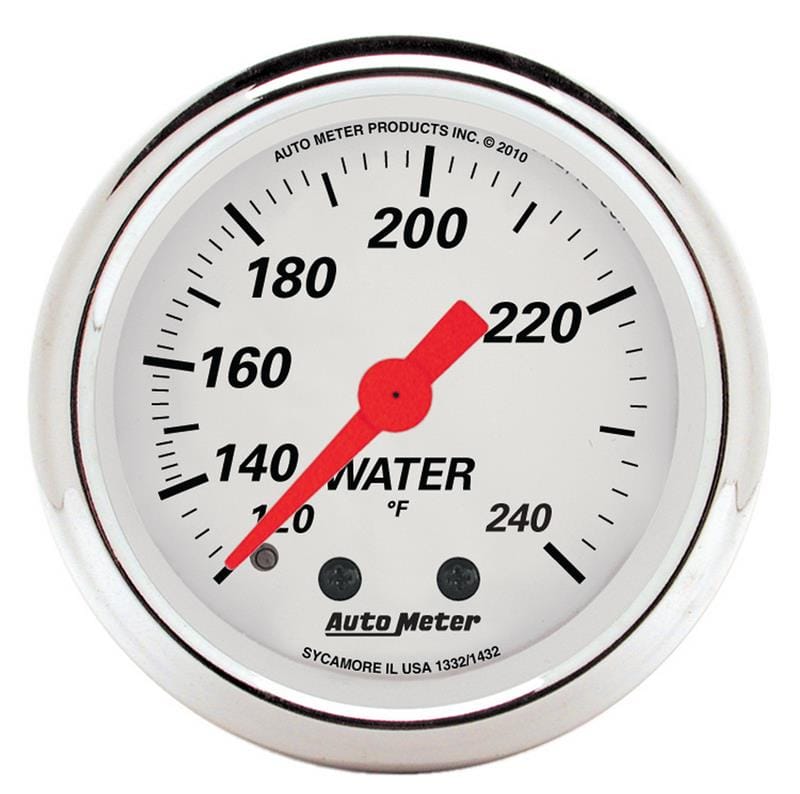 AutoMeter — GAUGE, WATER TEMP, 2 1/16", 120-240?F, MECH, ARCTIC WHITE