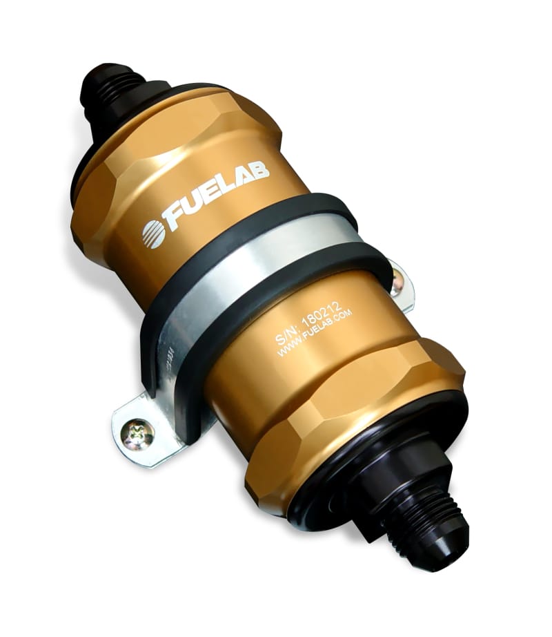 Fuelab — Fuelab 818 In-Line Fuel Filter Standard -6AN In/Out 6 Micron Fiberglass - Gold