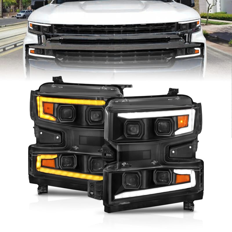 ANZO — ANZO 19-22 Chevrolet Silverado 1500 LED Proj HL w/Lgt Bar SwBk Seq. Blk w/In. Light - Driver Side ON
Head Light Set
HdLt
