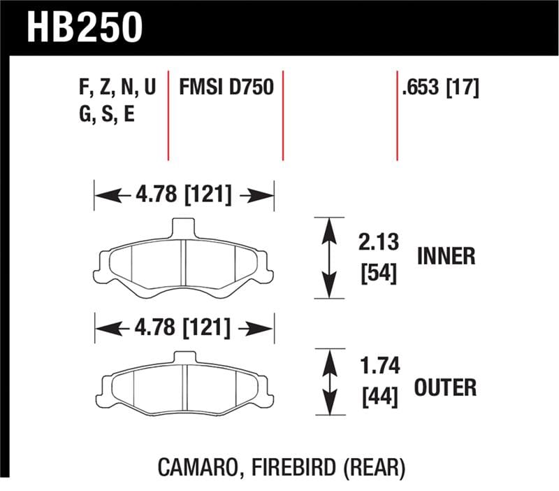 Hawk Performance — Hawk 98-02 Chevrolet Camaro 5.7L/3.8L / 98-02 Pontiac Firebird 5.7L/3.8L HPS Street Rear Brake Pads
Disc Brake Pad
