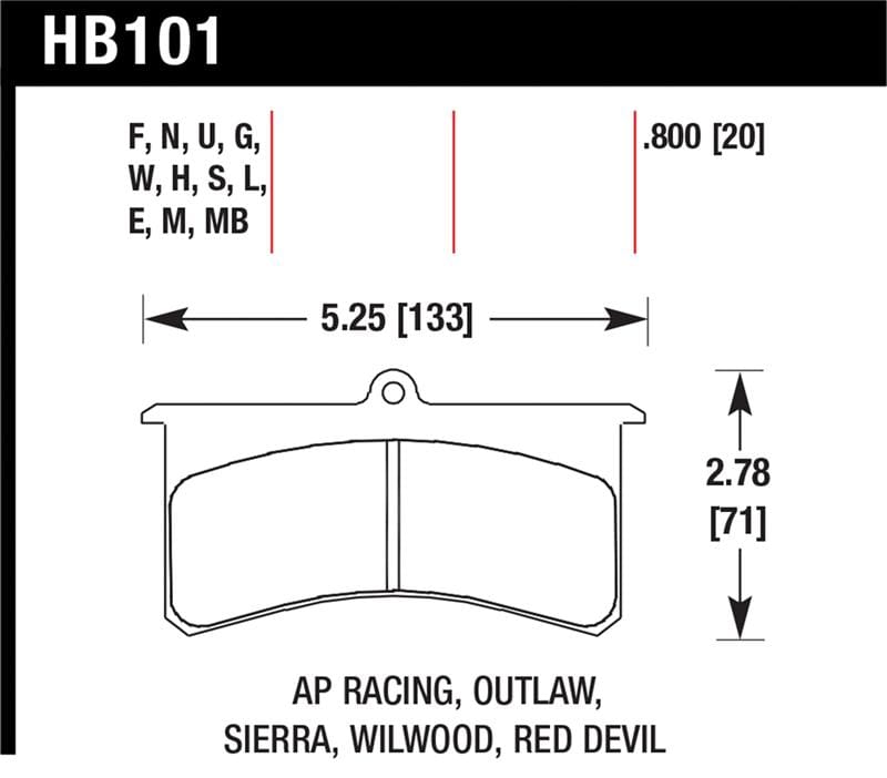 Hawk Performance — Hawk AP Racing Essex / Brakeman / CNC / Coleman / Outlaw / Wilwood DTC-70 Race Brake Pads
Disc Brake Pad