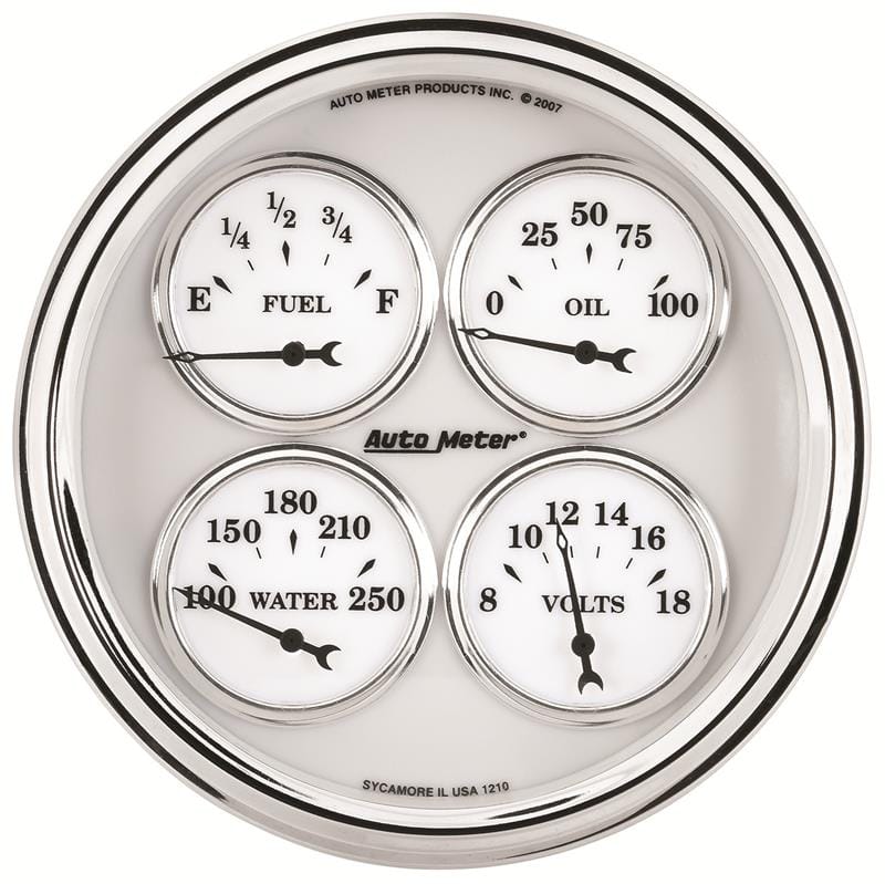 AutoMeter — GAUGE, QUAD, 5", 240OE-33OF, ELEC, OLD TYME WHITE II
