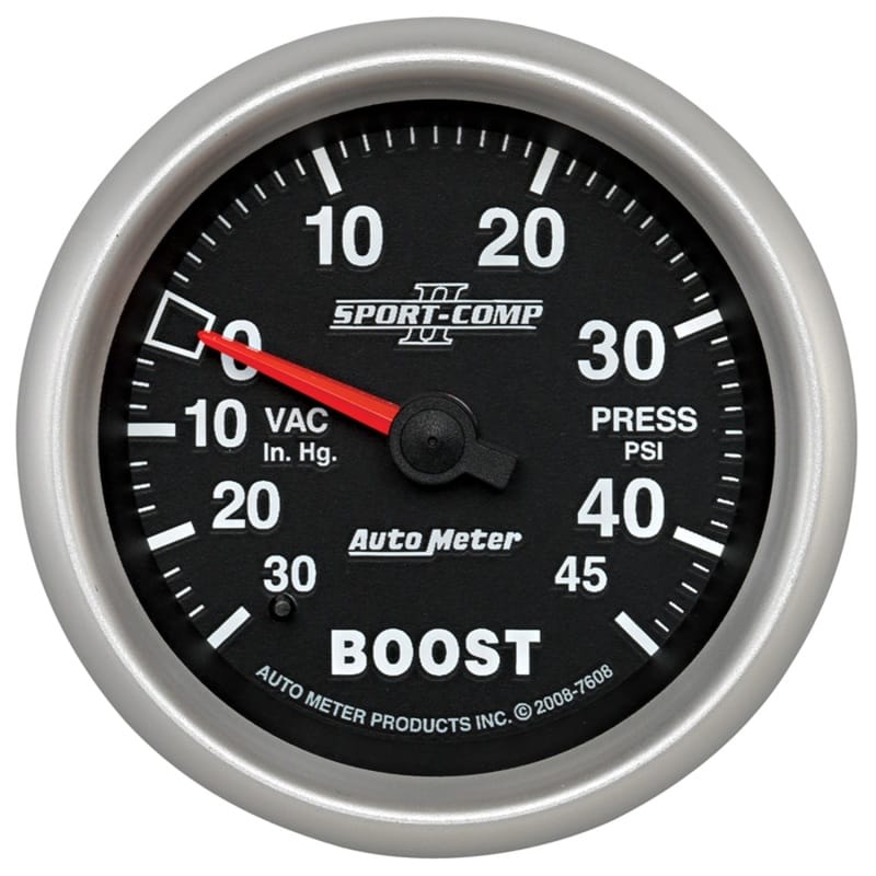 AutoMeter — Autometer Sport-Comp II VAC/Boost 2 5/8in 30 IN HG-45PSI Mechanical Gauge
2-5/8" BOOST-VAC, 30