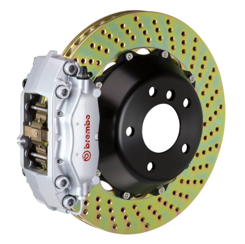 Brembo — Brembo 99-04 996 Rear GT BBK 4 Piston Cast 2pc 345x28 2pc Rotor Drilled-Silver
