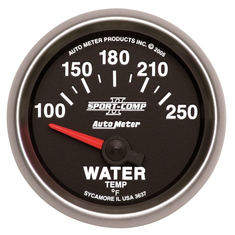 AutoMeter — Autometer Sport-Comp II 52mm 100-250 F Short Sweep Electronic Water Temperature Gauge
2-1/16" WATER TEMP,