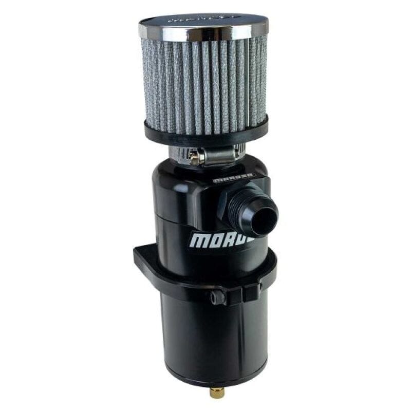 Moroso — Moroso Single Inlet -12AN Billet Breather Tank Catch Can - Black