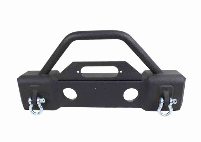 Fishbone Offroad — Fishbone Offroad 07-18 Jeep Wrangler JK Stubby Bumper W/Tube Guard - Black Textured Powdercoated