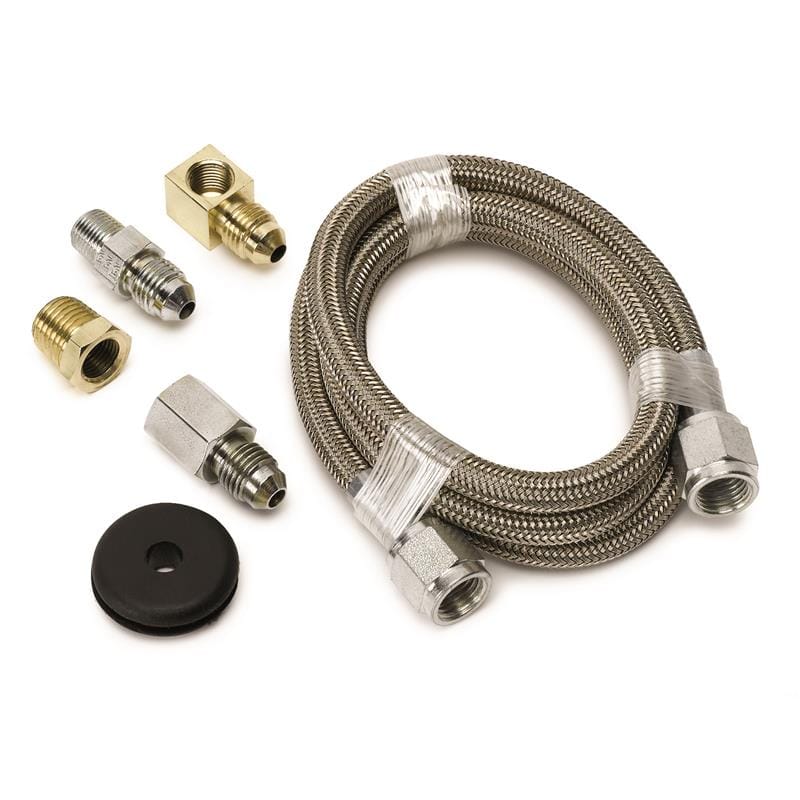 AutoMeter — LINE, BRAIDED STAINLESS STEEL, #4 DIA., 3FT. LENGTH, -4AN AND 1/8" NPTF FITTINGS