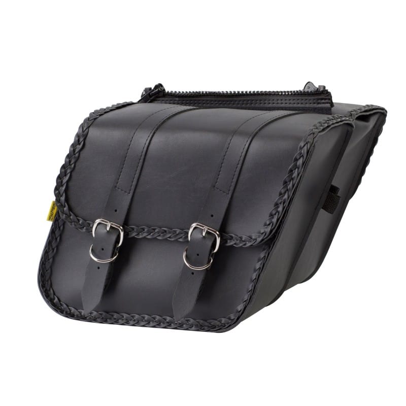 Willie & Max — Willie & Max Universal Braided Compact Slant Saddlebags (12 in L x 9.5 W x 5.5 in H) - Black
