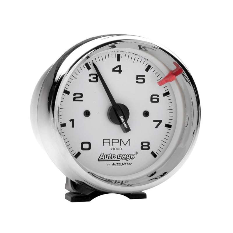 AutoMeter — Autometer Autogage 3-3/4in White 8000 RPM Pedestal Mount Tachometer
3.75" TACH 8kRPM CHR