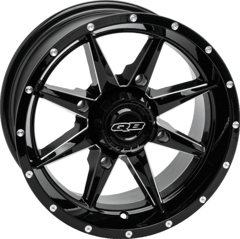 QuadBoss — Slicer Wheel, 14x7, 4/110, 5+2, Gloss Black/Machined
