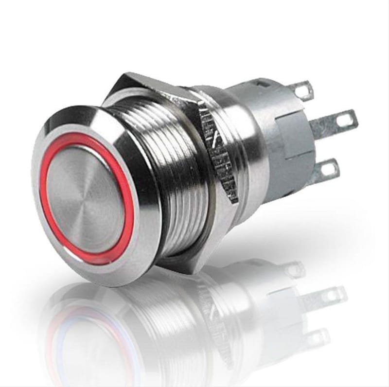 Hella — Hella Switch Push Stainless Steel SPST LED Red 12V