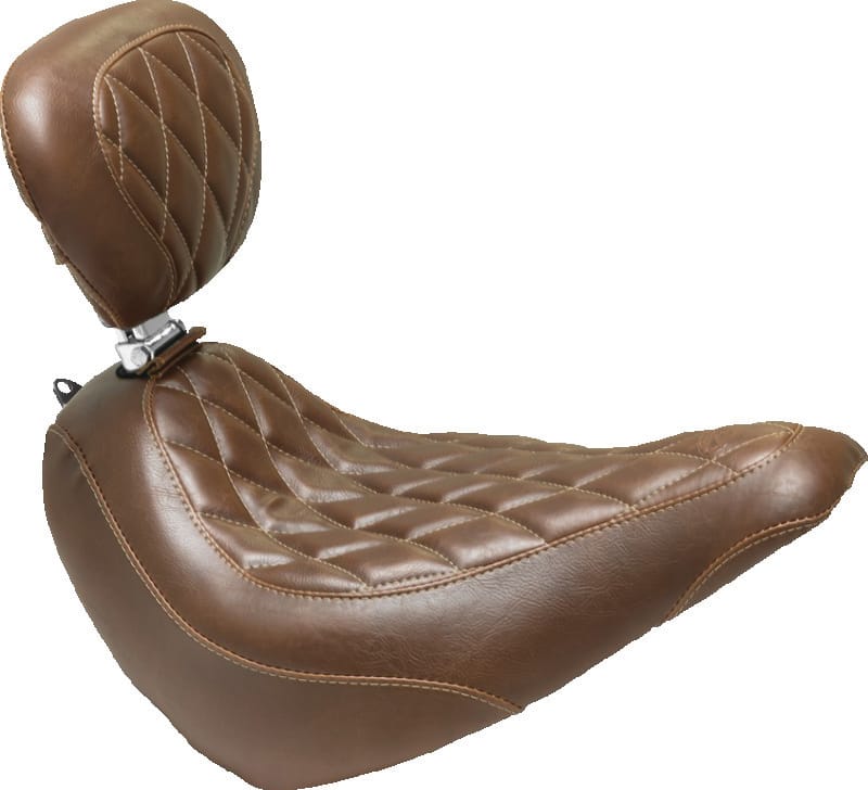 Mustang Motorcycle — Solo Diamond Stitch with Backrest, Brown