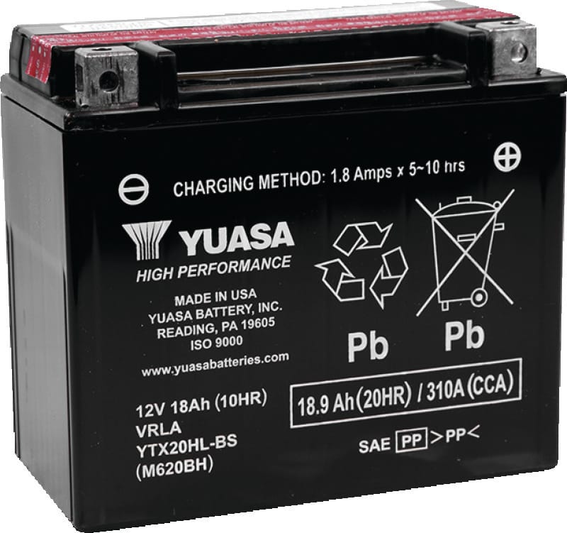 Yuasa Battery — YTX20HL-BS Battery, 6-7/8" L x 3-7/16" W x 6-1/8" H