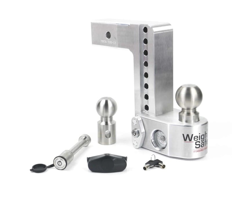 Weigh Safe — Weigh Safe 8in Drop Hitch w/Built-in Scale & 2.5in Shank (10K/18.5K GTWR) w/WS05 - Aluminum