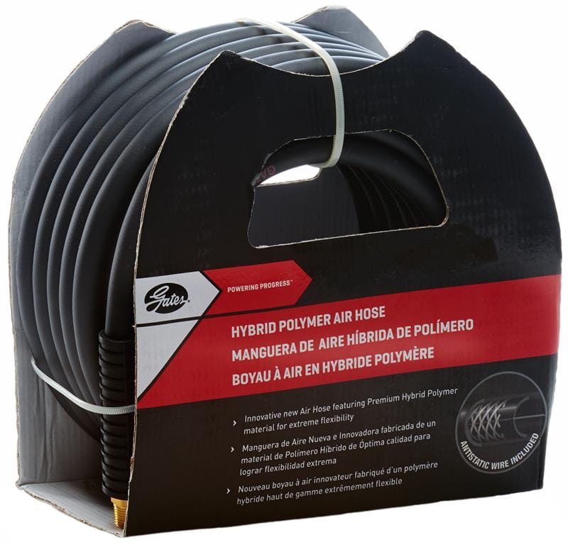 Gates — Gates Air Hose (Hybrid) - 300psi 1/4in NPT Male 3/8in I.D. x 19/32in O.D - (25ft Length)