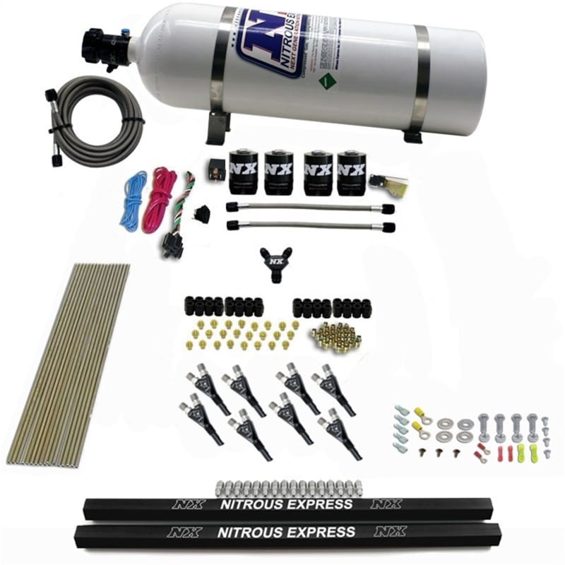 Nitrous Express — Nitrous Express Pro-Shk/Gas 4 Solenoids Nitrous Kit (200-600HP) w/Rails and 15lb Bottle
Injection System Kit
N2OSys