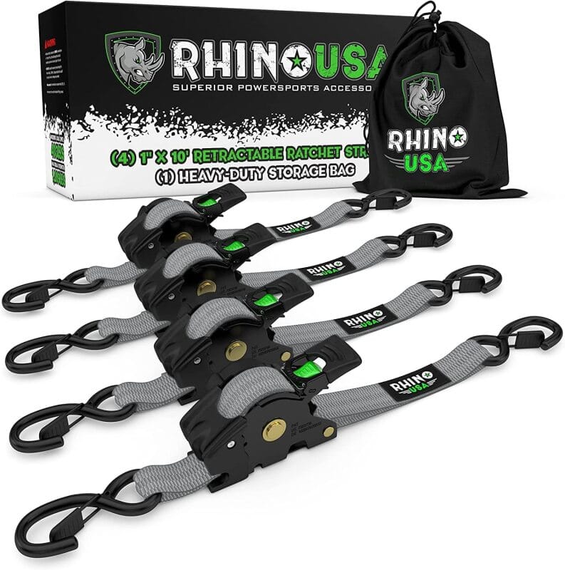 Rhino USA — Rhino USA Retractable Ratchet Straps (4Pk 1Inx10Ft) (Gray)
Tie Strap
