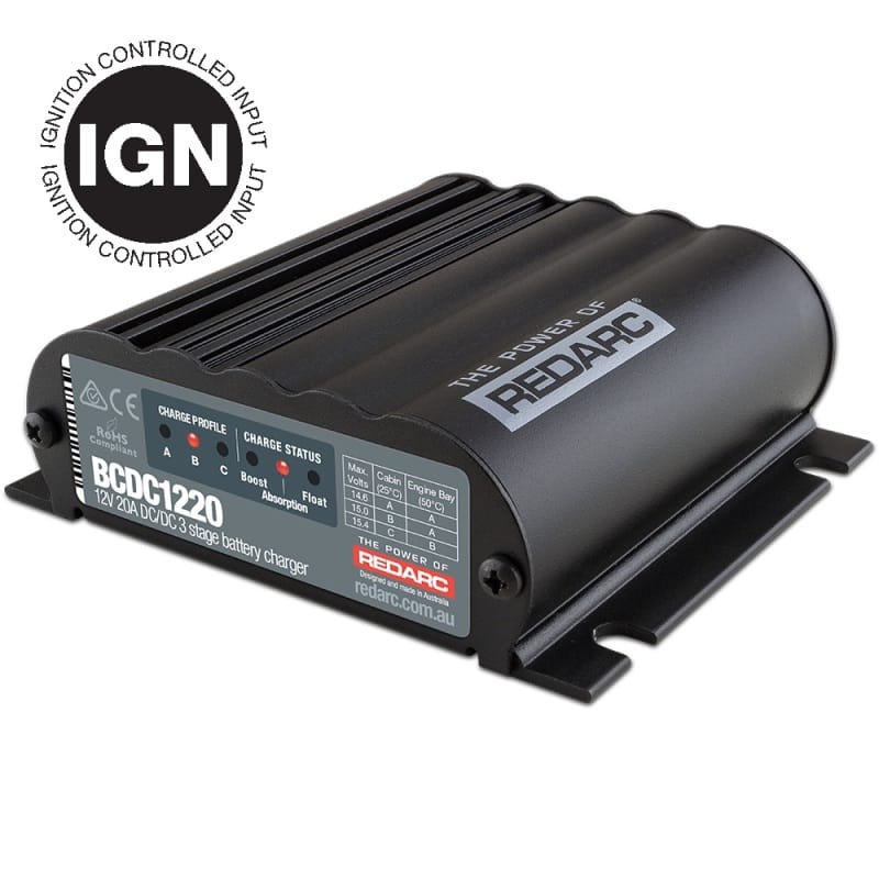 REDARC — REDARC DC/DC 3-Stage In-Vehicle Battery Charger (Ignition Control) - 12V 20A