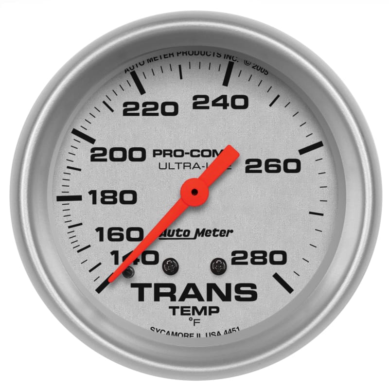 AutoMeter — Autometer Ultra-Lite 66.7mm Mechanical 140-280 Degree F Transmission Temperature Gauge
2-5/8" TRANS TEMP, 1