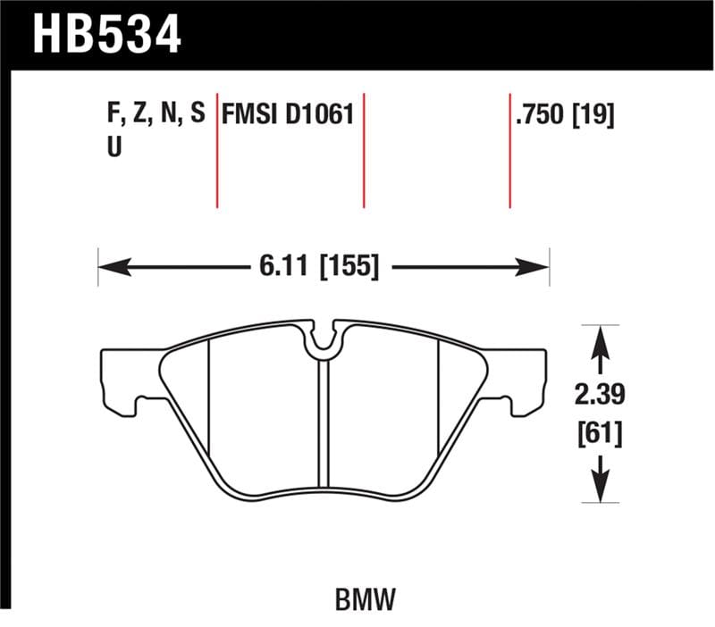 Hawk Performance — Hawk 08-12 BMW 128i /06 325i/325Xi /07 328i/328Xi /06 330i/330Xi Front HT-10 Race Brake Pads
Disc Brake Pad